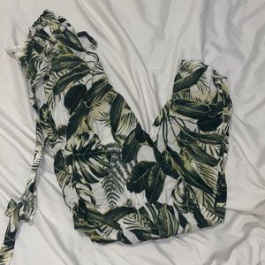 Leaf print flowy pant